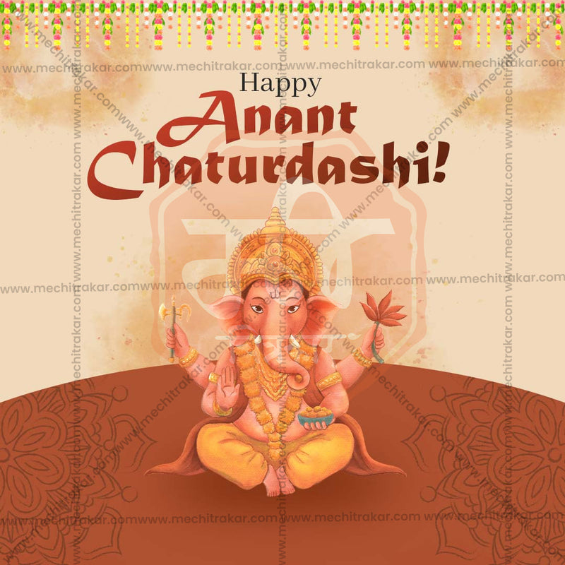 Load image into Gallery viewer, Professional Ananta Chaturdashi Template Design in Marathi, Hindi, and English - High-Quality Editable PSD and JPG by Me Chitrakar
