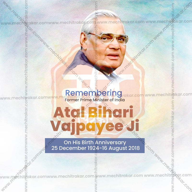 Load image into Gallery viewer, Professional Atal Bihari Vajpayee Jayanti Template Design in Marathi, Hindi, and English - High-Quality Editable PSD and JPG by Me Chitrakar
