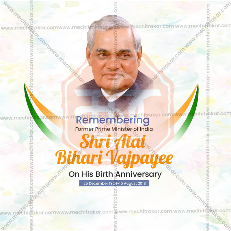 Load image into Gallery viewer, Beautiful Atal Bihari Vajpayee Jayanti Event Poster in Marathi, Hindi, and English - High-Quality Editable PSD and JPG by Me Chitrakar
