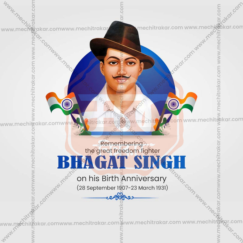 Load image into Gallery viewer, High-Quality Bhagat Singh Jayanti Festival Social Media Post in Marathi, Hindi, and English - PSD and JPG by Me Chitrakar
