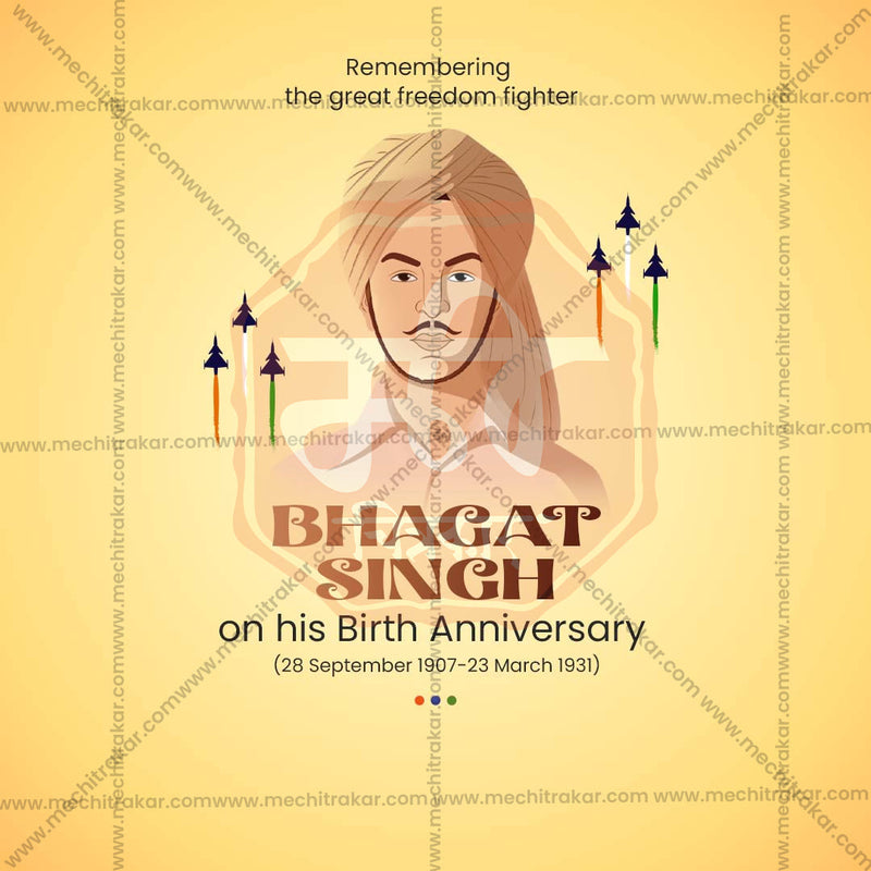 Load image into Gallery viewer, Stunning Bhagat Singh Jayanti Festival Banner in Marathi, Hindi, and English - Editable PSD and JPG by Me Chitrakar
