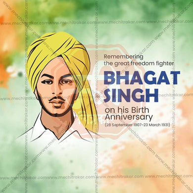 Beautiful Bhagat Singh Jayanti Event Poster in Marathi, Hindi, and English - High-Quality Editable PSD and JPG by Me Chitrakar