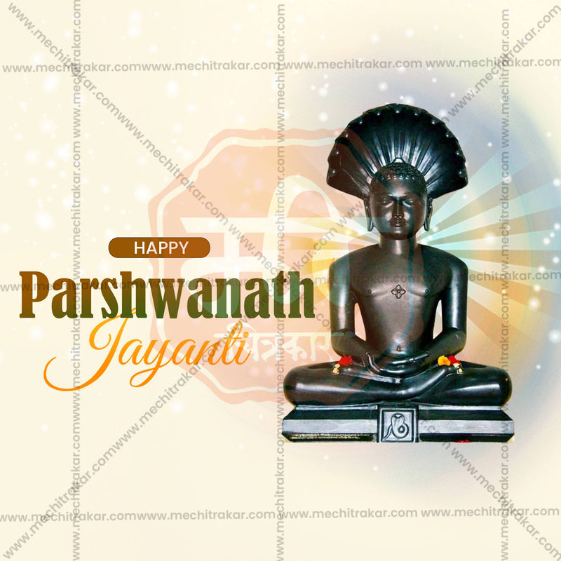 Load image into Gallery viewer, Professional Bhagwan Parshwanath Jayanti Template Design for Social Media in Marathi, Hindi, and English - PSD and JPG by Me Chitrakar
