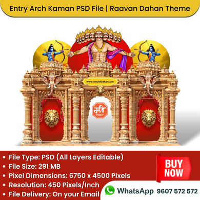 Ramayan Theme Entry Arch and Kamaan Template - Creative Editable PSD File - Mechitrakar | BEK0824-11