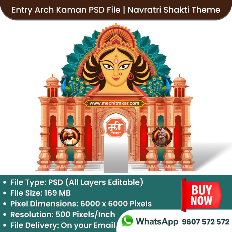 Load image into Gallery viewer, Navratri Shakti Entry Arch and Kamaan Template - Creative Editable PSD File - Mechitrakar | BEK0824-14
