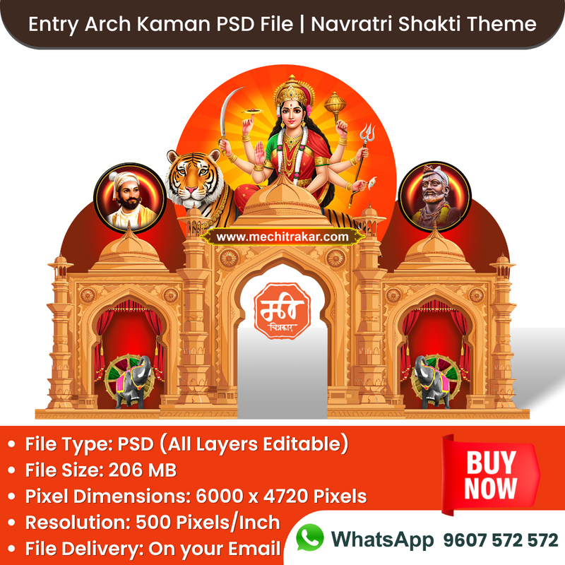 Load image into Gallery viewer, Navratri Entry Arch and Kamaan Template - Creative Editable PSD File - Mechitrakar | BEK0824-15
