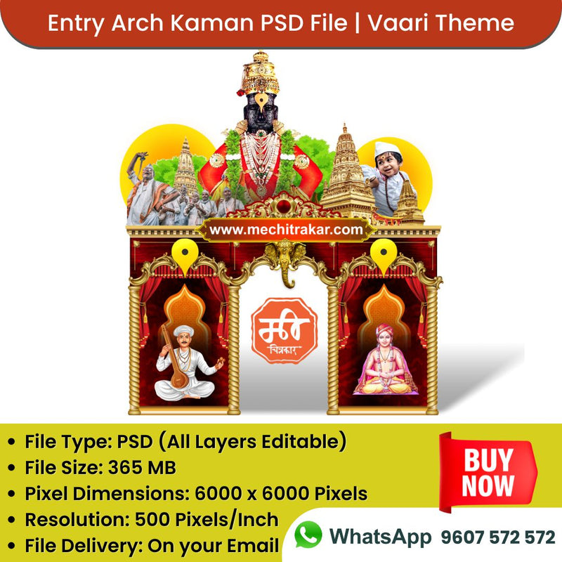 Load image into Gallery viewer, Exclusive Entry Kamaan Template | Vaari Theme - High-Quality Arch Design in Editable PSD - Mechitrakar | BEK0824-6
