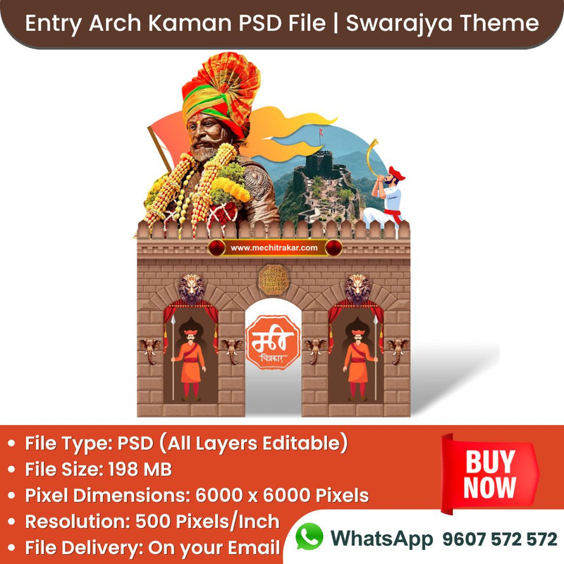 Load image into Gallery viewer, Swarajya Theme Entry Arch and Kamaan Template - Creative Editable PSD File - Mechitrakar | BEK0824-8
