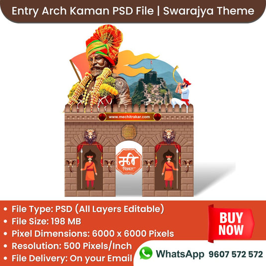 Swarajya Theme Entry Arch and Kamaan Template - Creative Editable PSD File - Mechitrakar | BEK0824-8