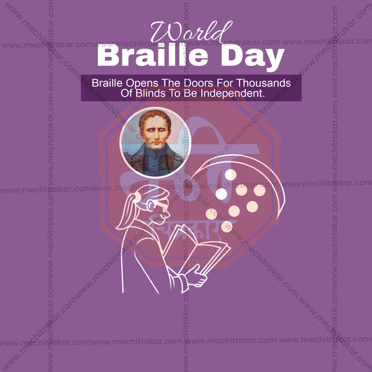 Stunning World Braille Day editable Banner in Marathi, Hindi, and English - Editable PSD and JPG by Me Chitrakar