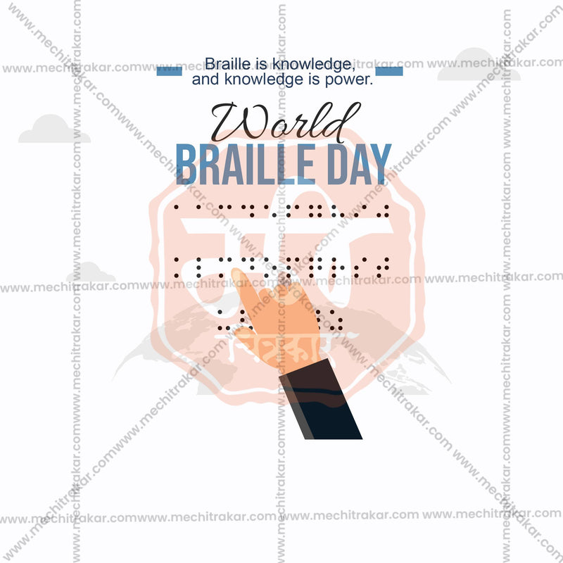 Load image into Gallery viewer, Attractive World Braille Day editable Banner in Marathi, Hindi, and English - PSD and JPG by Me Chitrakar
