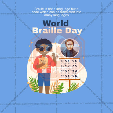 High-Quality World Braille Day editable Flyer in Marathi, Hindi, and English - Editable PSD and JPG by Me Chitrakar