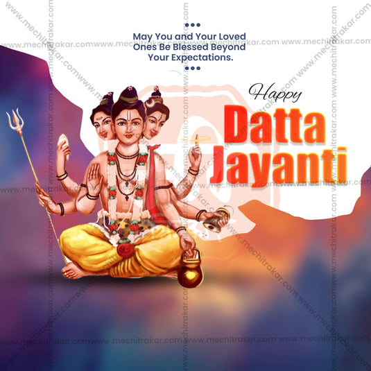 Professional Datta Jayanti Template Design for Social Media in Marathi, Hindi, and English - PSD and JPG by Me Chitrakar