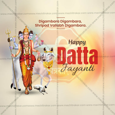 Stunning Datta Jayanti editable Banner in Marathi, Hindi, and English - Editable PSD and JPG by Me Chitrakar