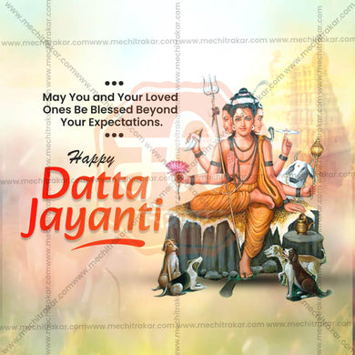 Beautiful Datta Jayanti Event Poster in Marathi, Hindi, and English - High-Quality Editable PSD and JPG by Me Chitrakar