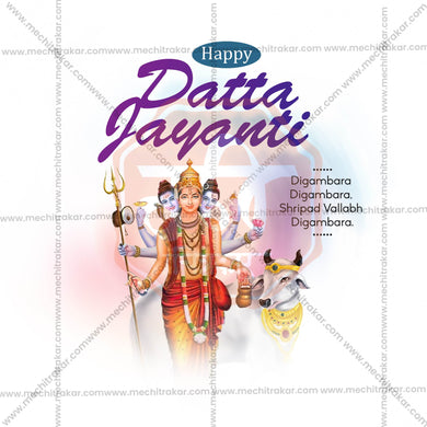 High-Quality Datta Jayanti editable Flyer in Marathi, Hindi, and English - Editable PSD and JPG by Me Chitrakar