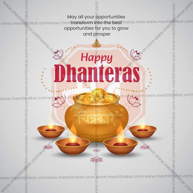 Creative Dhanteres Festival Poster in Marathi, Hindi, and English - Editable PSD and JPG by Me Chitrakar