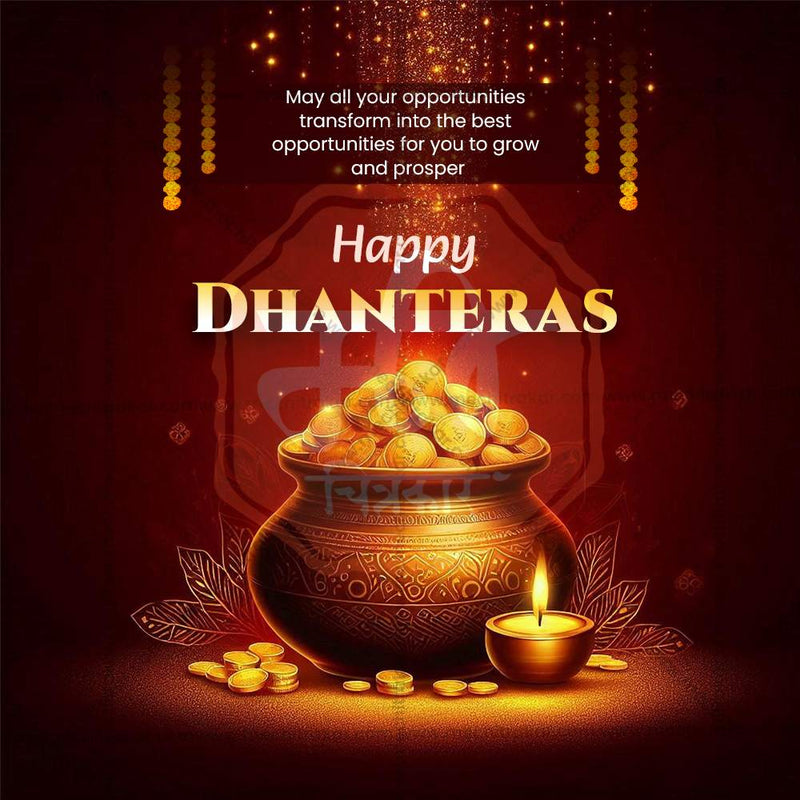 Load image into Gallery viewer, High-Quality Dhanteres Festival Flyer in Marathi, Hindi, and English - Editable PSD and JPG by Me Chitrakar
