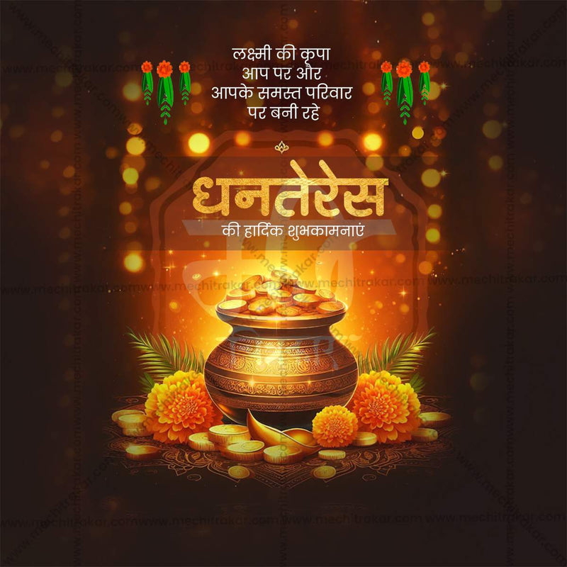 Load image into Gallery viewer, Premium Dhanteres Festival Invitation in Marathi, Hindi, and English - Editable PSD and JPG by Me Chitrakar
