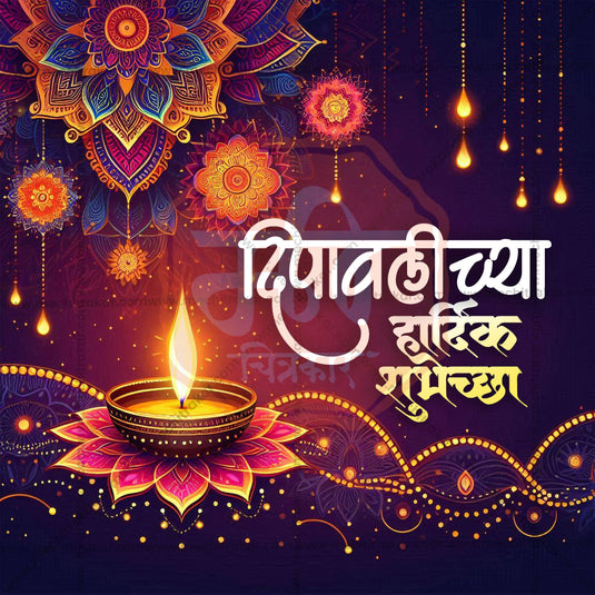 Diwali Social Media Template | Marathi PSD & JPG | Me Chitrakar 1024-20