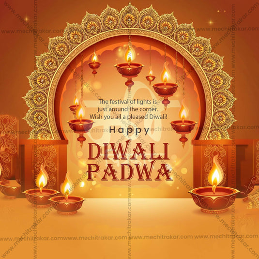 High-Quality Diwali Padwa editable Social Media Post in Marathi, Hindi, and English - PSD and JPG by Me Chitrakar