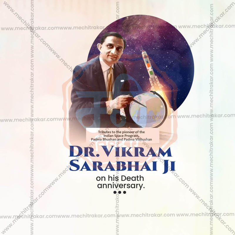 Load image into Gallery viewer, Professional Dr. Vikram Sarabhai Punyatithi  Template Design for Social Media in Marathi, Hindi, and English - PSD and JPG by Me Chitrakar
