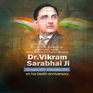 High-Quality Dr. Vikram Sarabhai Punyatithi  editable Social Media Post in Marathi, Hindi, and English - PSD and JPG by Me Chitrakar