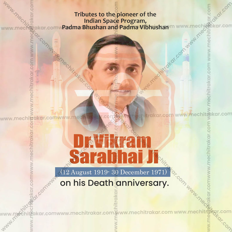 Load image into Gallery viewer, Elegant Dr. Vikram Sarabhai Punyatithi  Flyer Design in Marathi, Hindi, and English - High-Quality PSD and JPG by Me Chitrakar
