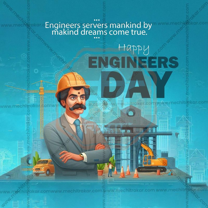 Load image into Gallery viewer, Attractive Engineer&#39;s Day Festival Banner in Marathi, Hindi, and English - PSD and JPG by Me Chitrakar
