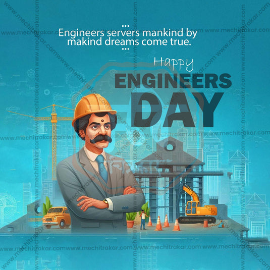 Attractive Engineer's Day Festival Banner in Marathi, Hindi, and English - PSD and JPG by Me Chitrakar