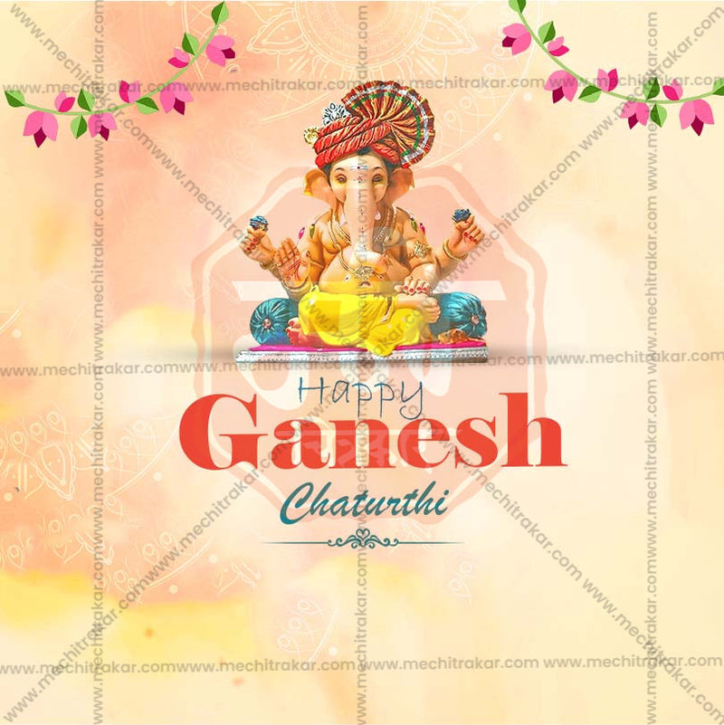 Load image into Gallery viewer, Professional Ganesh Chaturthi Template Design for Social Media in Marathi, Hindi, and English - PSD and JPG by Me Chitrakar
