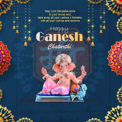 Beautiful Ganesh Chaturthi Event Poster in Marathi, Hindi, and English - High-Quality Editable PSD and JPG by Me Chitrakar