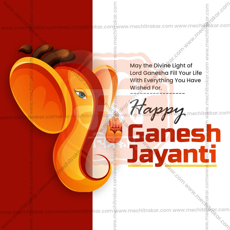 Load image into Gallery viewer, Professional Ganesh Jayanti Template Design in Marathi, Hindi, and English - High-Quality Editable PSD and JPG by Me Chitrakar
