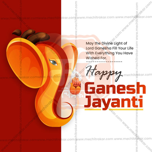 Professional Ganesh Jayanti Template Design in Marathi, Hindi, and English - High-Quality Editable PSD and JPG by Me Chitrakar