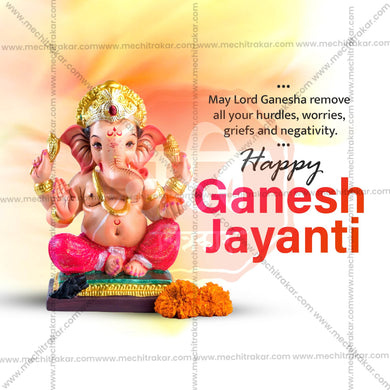 High-Quality Ganesh Jayanti Template editable Social Media Post in Marathi, Hindi, and English - PSD and JPG by Me Chitrakar