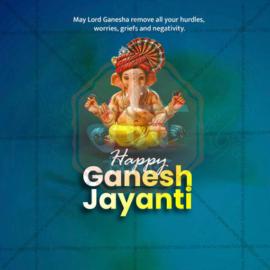 Stunning Ganesh Jayanti Template editable Banner in Marathi, Hindi, and English - Editable PSD and JPG by Me Chitrakar