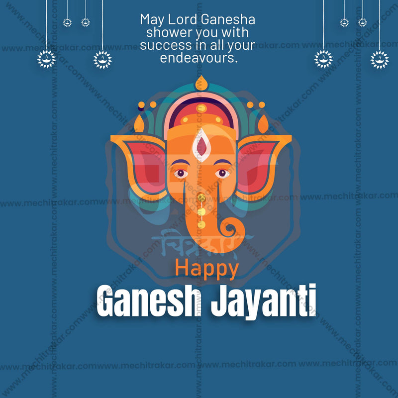 Load image into Gallery viewer, Attractive Ganesh Jayanti Template editable Banner in Marathi, Hindi, and English - PSD and JPG by Me Chitrakar
