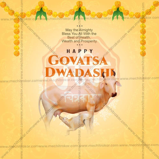 Premium Govatsa Dwadashi Festival Invitation in Marathi, Hindi, and English - Editable PSD and JPG by Me Chitrakar