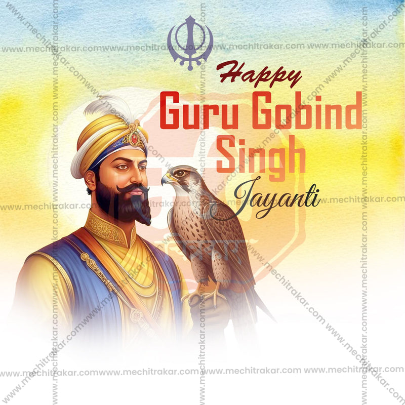 Load image into Gallery viewer, Professional Guru Gobind Singh Jayanti Template Design for Social Media in Marathi, Hindi, and English - PSD and JPG by Me Chitrakar
