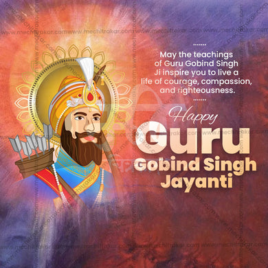 Professional Guru Gobind Singh Jayanti Template Design in Marathi, Hindi, and English - High-Quality Editable PSD and JPG by Me Chitrakar