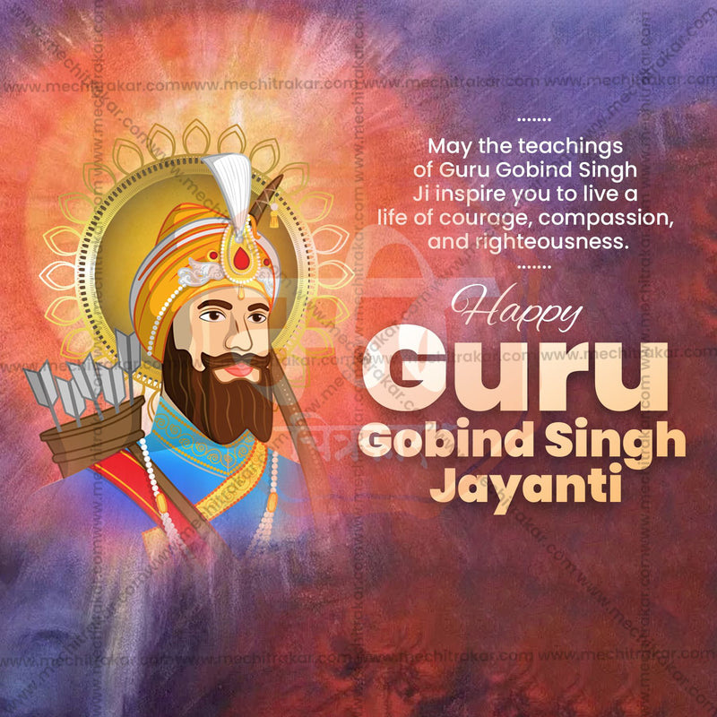 Load image into Gallery viewer, Professional Guru Gobind Singh Jayanti Template Design in Marathi, Hindi, and English - High-Quality Editable PSD and JPG by Me Chitrakar
