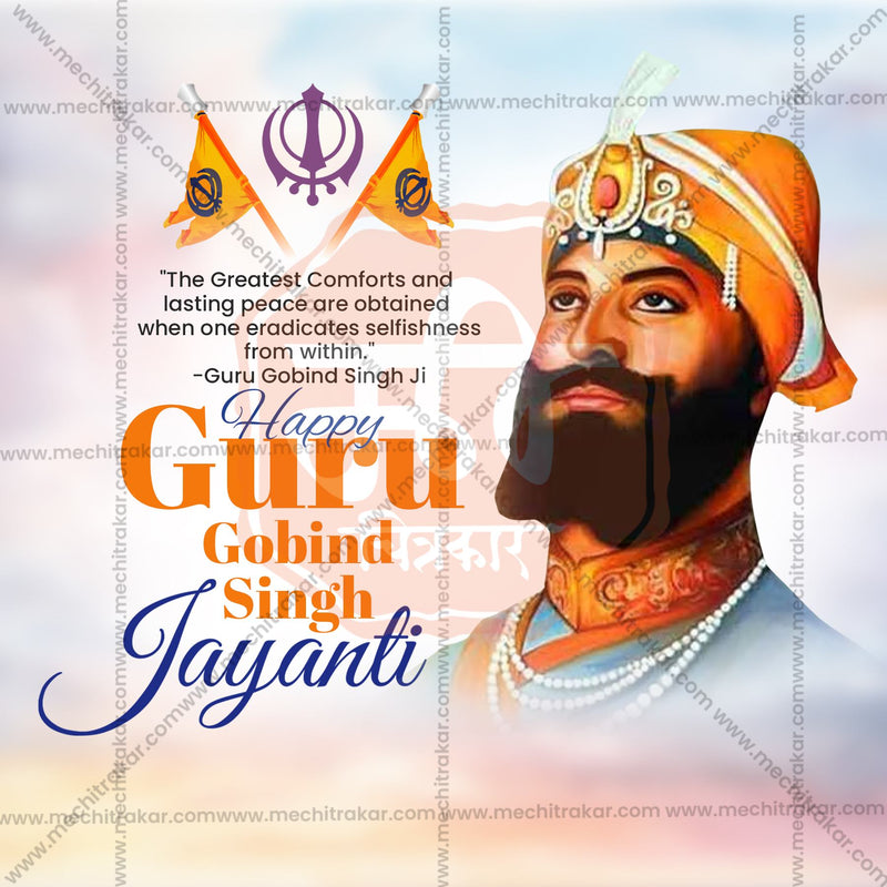 Load image into Gallery viewer, Creative Guru Gobind Singh Jayanti editable Poster in Marathi, Hindi, and English - Editable PSD and JPG by Me Chitrakar
