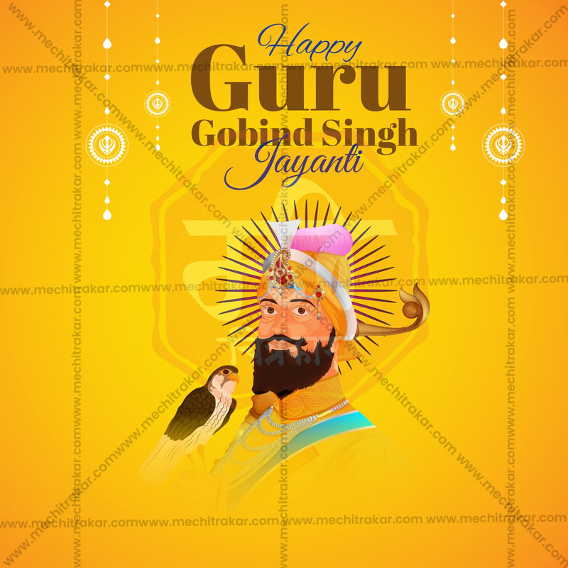 Load image into Gallery viewer, Elegant Guru Gobind Singh Jayanti Flyer Design in Marathi, Hindi, and English - High-Quality PSD and JPG by Me Chitrakar
