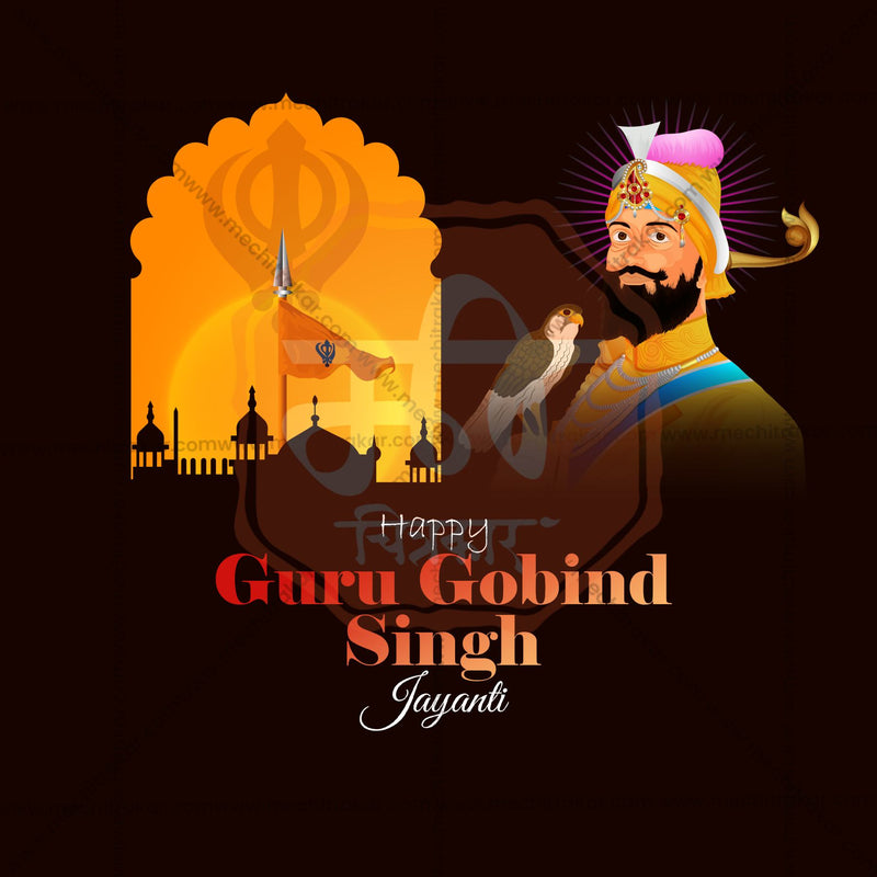 Load image into Gallery viewer, Beautiful Guru Gobind Singh Jayanti Event Poster in Marathi, Hindi, and English - High-Quality Editable PSD and JPG by Me Chitrakar
