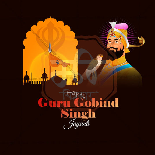 Beautiful Guru Gobind Singh Jayanti Event Poster in Marathi, Hindi, and English - High-Quality Editable PSD and JPG by Me Chitrakar