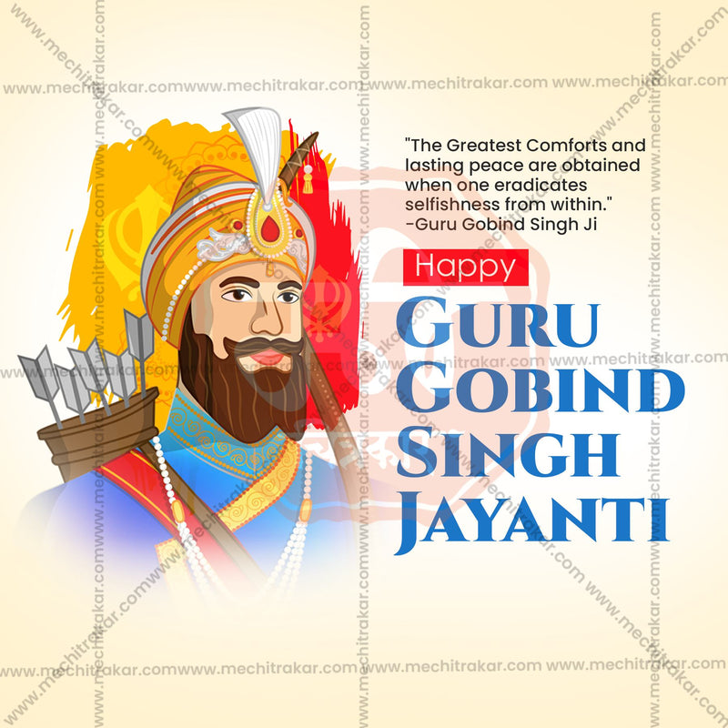 Load image into Gallery viewer, High-Quality Guru Gobind Singh Jayanti editable Flyer in Marathi, Hindi, and English - Editable PSD and JPG by Me Chitrakar
