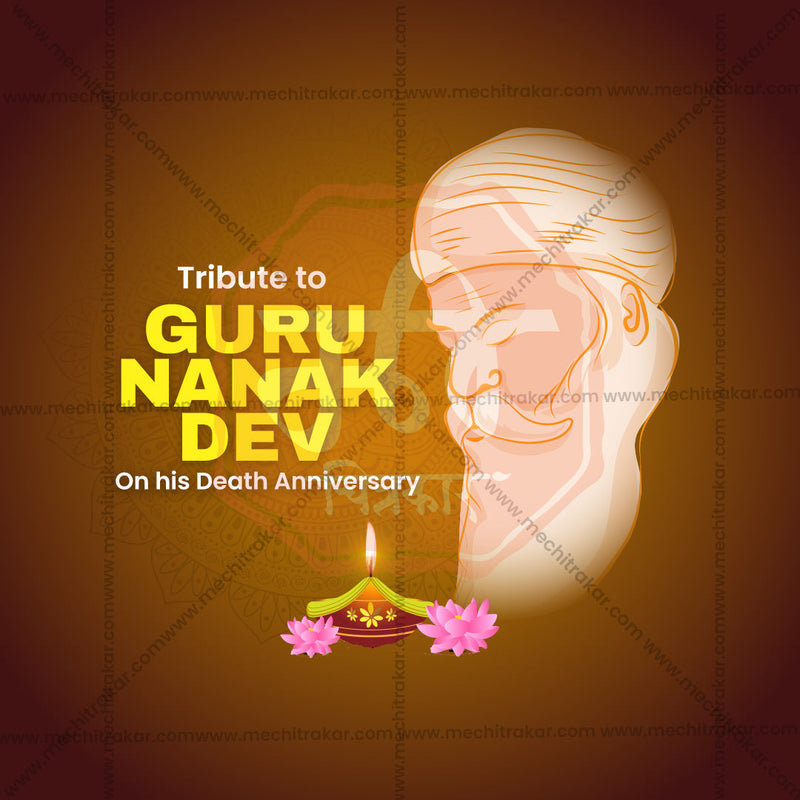 Load image into Gallery viewer, Professional Guru Nanak Punyatithi Template Design for Social Media in Marathi, Hindi, and English - PSD and JPG by Me Chitrakar
