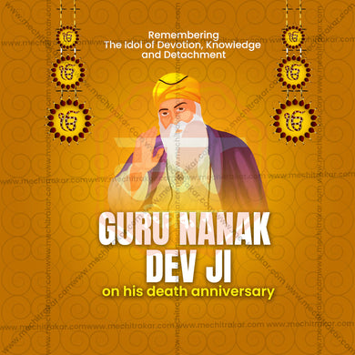 Creative Guru Nanak Punyatithi Festival Poster in Marathi, Hindi, and English - Editable PSD and JPG by Me Chitrakar