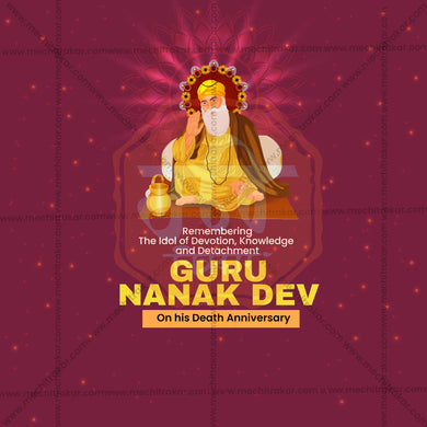 Stunning Guru Nanak Punyatithi Festival Banner in Marathi, Hindi, and English - Editable PSD and JPG by Me Chitrakar