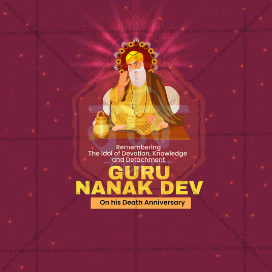 Stunning Guru Nanak Punyatithi Festival Banner in Marathi, Hindi, and English - Editable PSD and JPG by Me Chitrakar